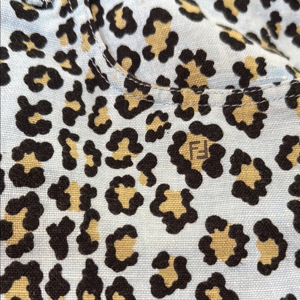 Fendi Vintage Leopard Print Pants Blue/Black/Gold Women’s - Picture 8 of 15